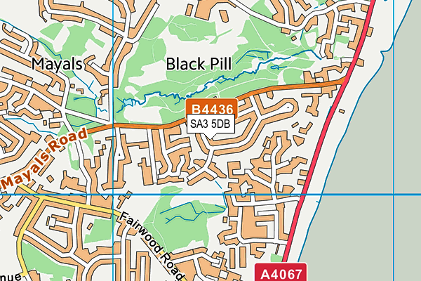 SA3 5DB map - OS VectorMap District (Ordnance Survey)