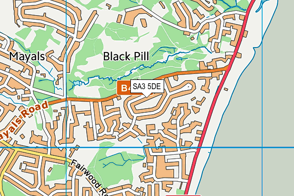 SA3 5DE map - OS VectorMap District (Ordnance Survey)