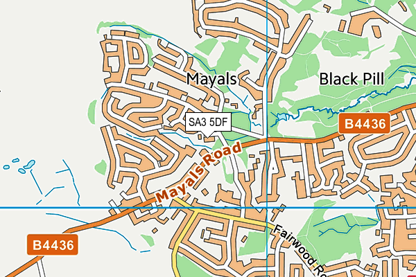 SA3 5DF map - OS VectorMap District (Ordnance Survey)