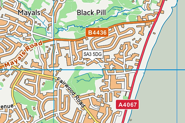 SA3 5DG map - OS VectorMap District (Ordnance Survey)