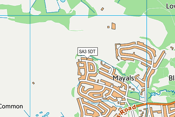 SA3 5DT map - OS VectorMap District (Ordnance Survey)