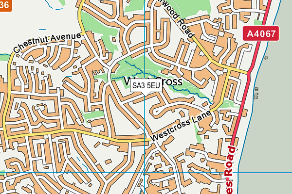 SA3 5EU map - OS VectorMap District (Ordnance Survey)