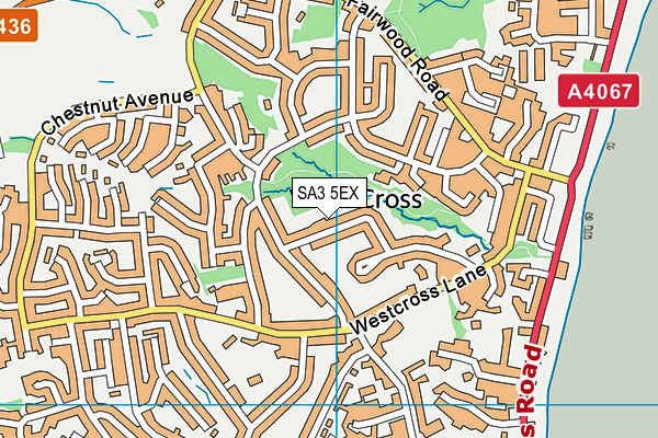 SA3 5EX map - OS VectorMap District (Ordnance Survey)