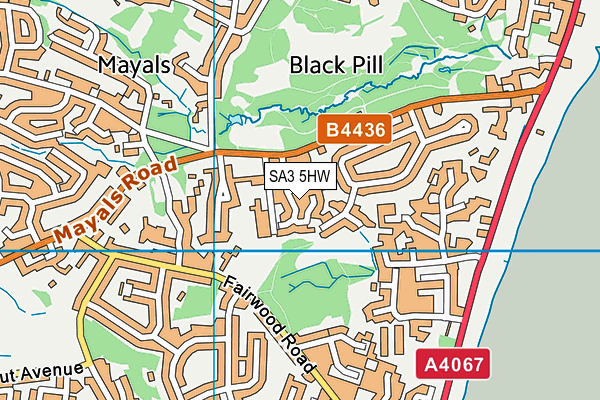 SA3 5HW map - OS VectorMap District (Ordnance Survey)