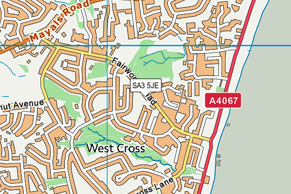 SA3 5JE map - OS VectorMap District (Ordnance Survey)