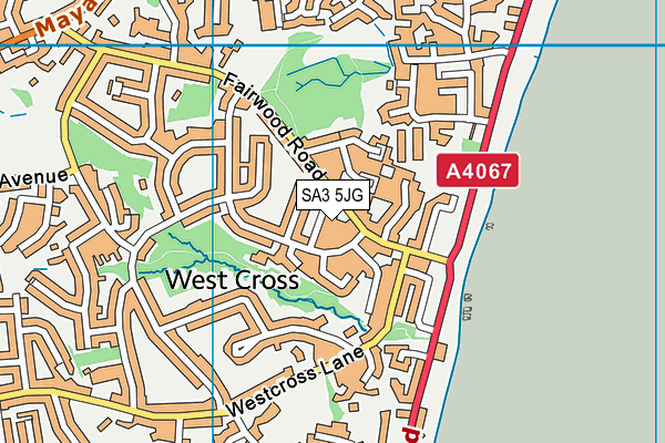 SA3 5JG map - OS VectorMap District (Ordnance Survey)