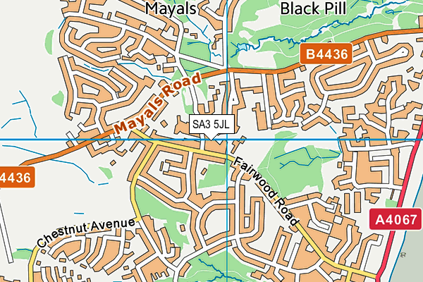 SA3 5JL map - OS VectorMap District (Ordnance Survey)