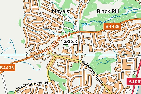 SA3 5JR map - OS VectorMap District (Ordnance Survey)