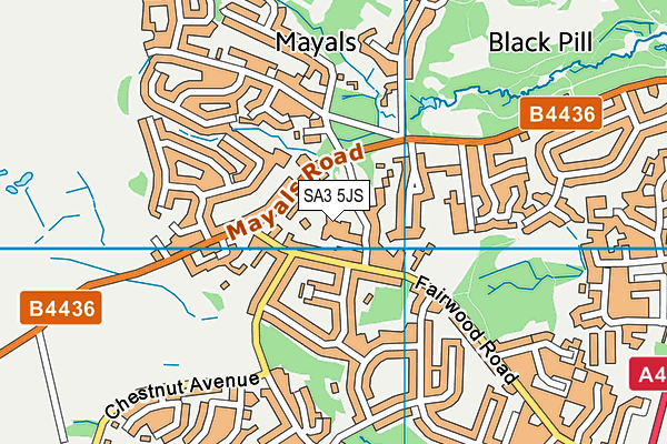 SA3 5JS map - OS VectorMap District (Ordnance Survey)