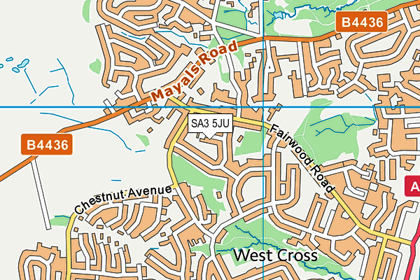 SA3 5JU map - OS VectorMap District (Ordnance Survey)