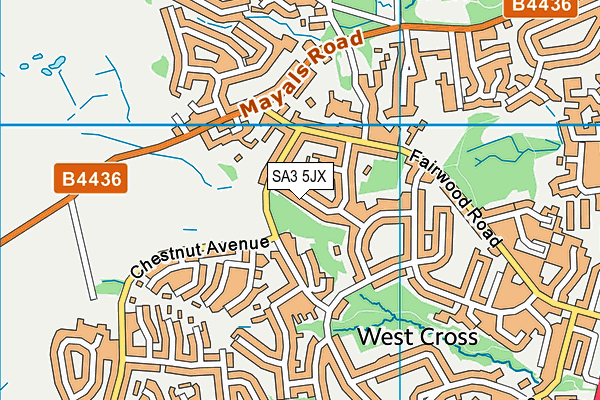 SA3 5JX map - OS VectorMap District (Ordnance Survey)