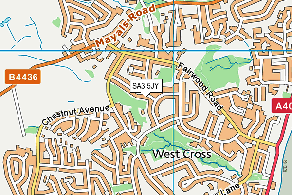 SA3 5JY map - OS VectorMap District (Ordnance Survey)