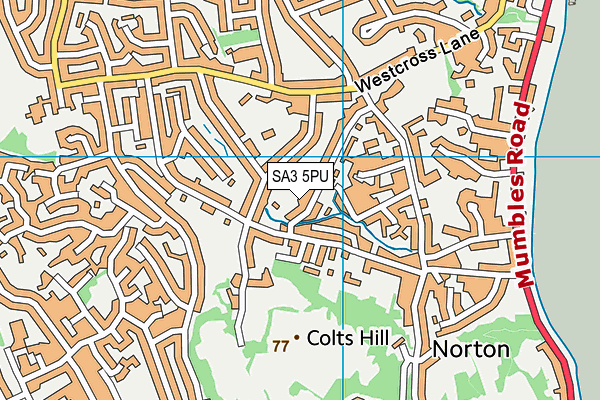 SA3 5PU map - OS VectorMap District (Ordnance Survey)
