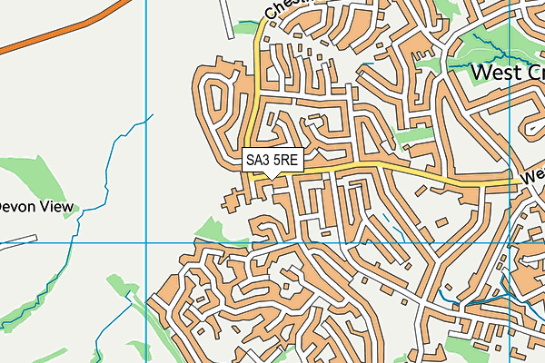 SA3 5RE map - OS VectorMap District (Ordnance Survey)