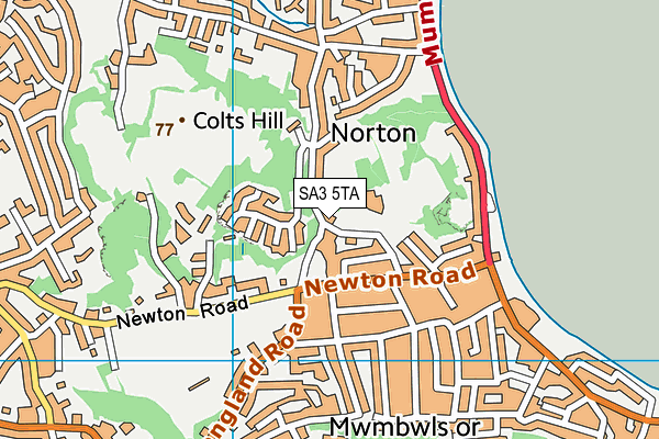 SA3 5TA map - OS VectorMap District (Ordnance Survey)