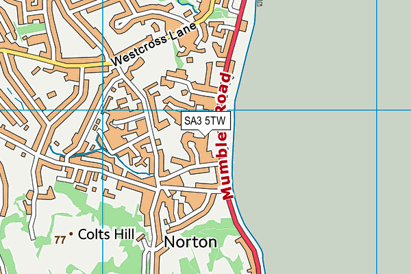 SA3 5TW map - OS VectorMap District (Ordnance Survey)