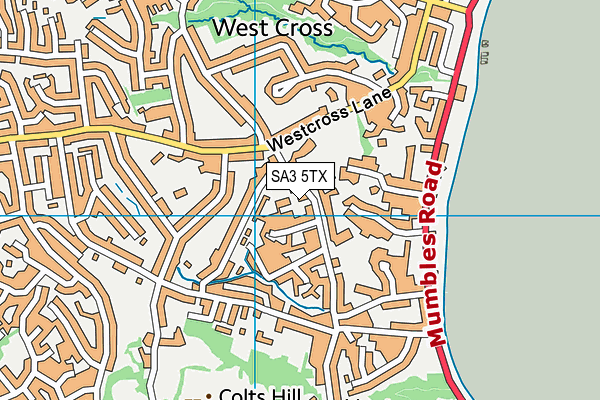 SA3 5TX map - OS VectorMap District (Ordnance Survey)