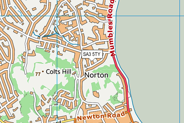 SA3 5TY map - OS VectorMap District (Ordnance Survey)