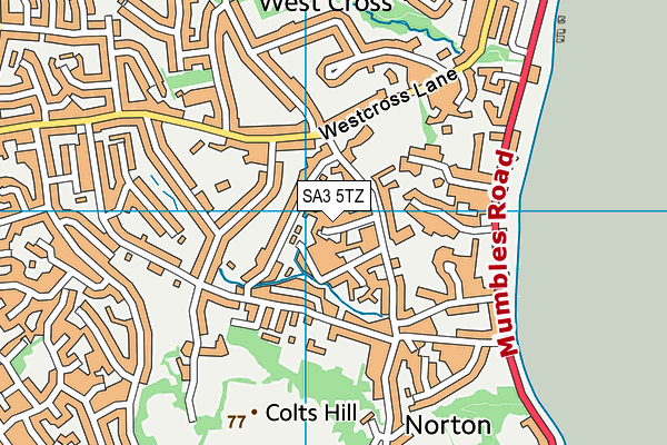 SA3 5TZ map - OS VectorMap District (Ordnance Survey)