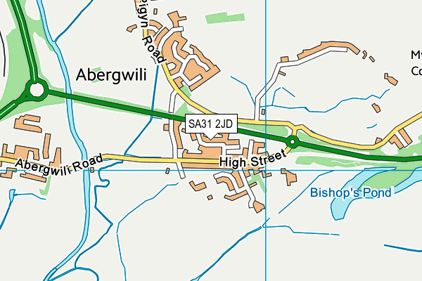 Abergwili VCP map (SA31 2JD) - OS VectorMap District (Ordnance Survey)