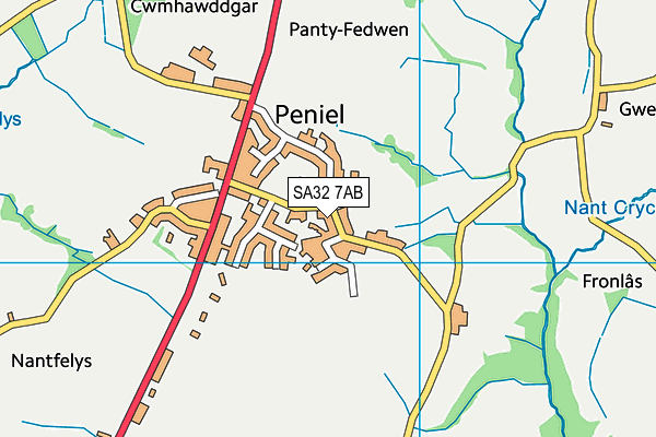 Ysgol Gynradd Peniel map (SA32 7AB) - OS VectorMap District (Ordnance Survey)