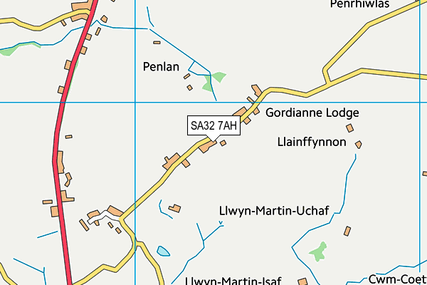 SA32 7AH map - OS VectorMap District (Ordnance Survey)