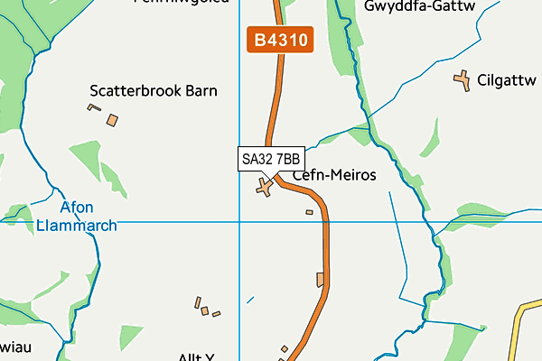 SA32 7BB map - OS VectorMap District (Ordnance Survey)