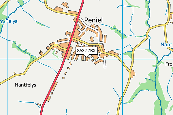 SA32 7BX map - OS VectorMap District (Ordnance Survey)