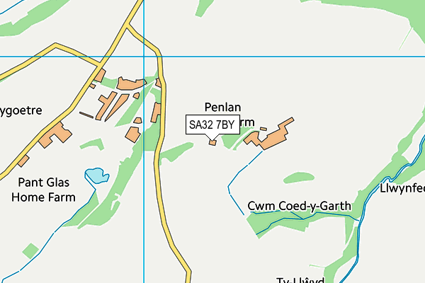 SA32 7BY map - OS VectorMap District (Ordnance Survey)