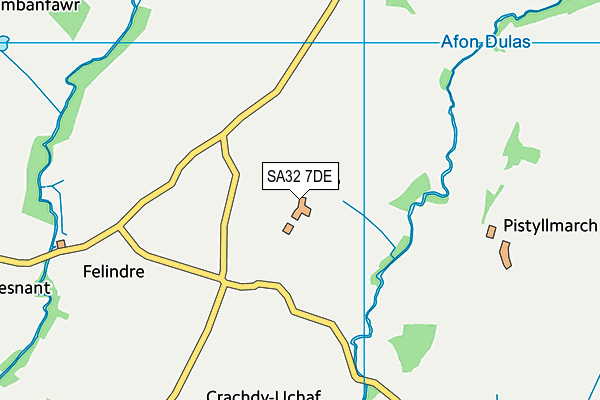 SA32 7DE map - OS VectorMap District (Ordnance Survey)