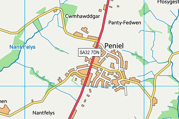 SA32 7DN map - OS VectorMap District (Ordnance Survey)