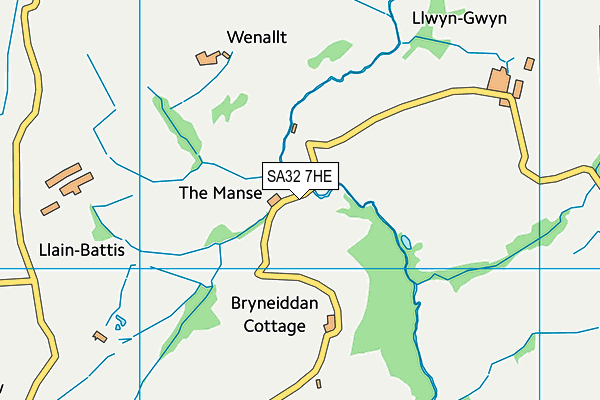 SA32 7HE map - OS VectorMap District (Ordnance Survey)