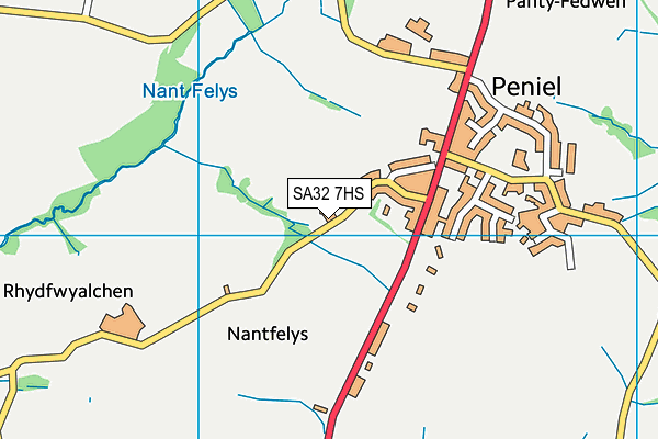 SA32 7HS map - OS VectorMap District (Ordnance Survey)