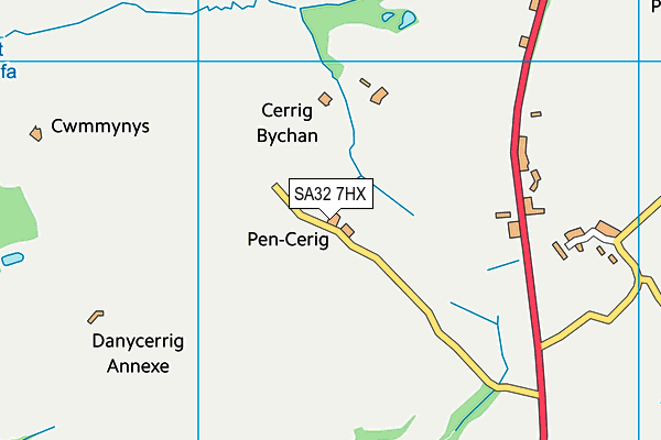 SA32 7HX map - OS VectorMap District (Ordnance Survey)