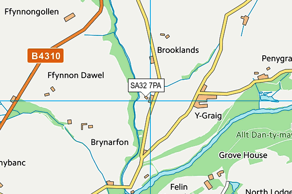 SA32 7PA map - OS VectorMap District (Ordnance Survey)