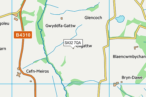 SA32 7QA map - OS VectorMap District (Ordnance Survey)