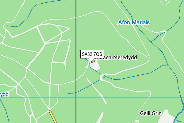 SA32 7QS map - OS VectorMap District (Ordnance Survey)