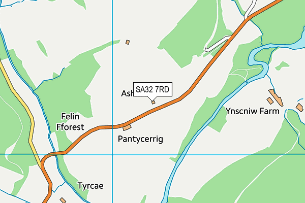 SA32 7RD map - OS VectorMap District (Ordnance Survey)