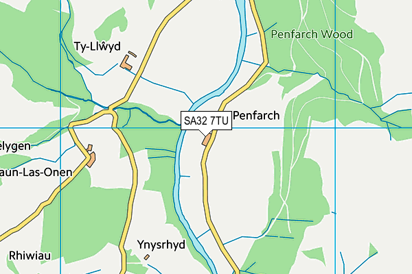 SA32 7TU map - OS VectorMap District (Ordnance Survey)