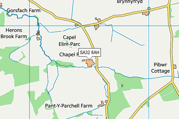 SA32 8AH map - OS VectorMap District (Ordnance Survey)