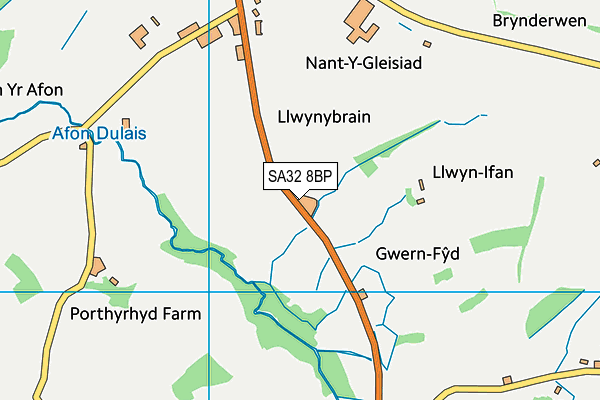 SA32 8BP map - OS VectorMap District (Ordnance Survey)