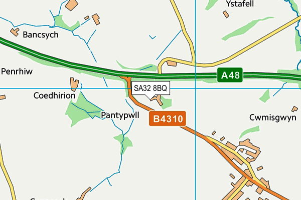 SA32 8BQ map - OS VectorMap District (Ordnance Survey)