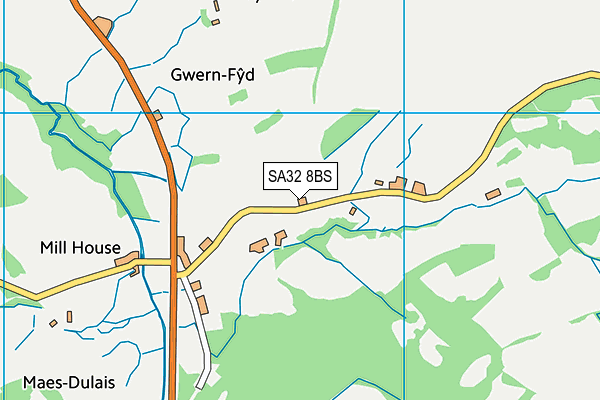 SA32 8BS map - OS VectorMap District (Ordnance Survey)