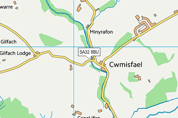 SA32 8BU map - OS VectorMap District (Ordnance Survey)