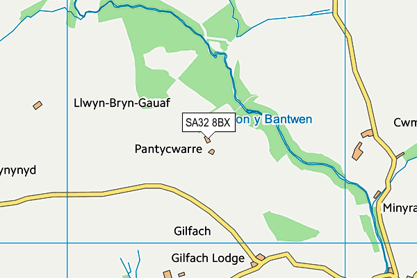 SA32 8BX map - OS VectorMap District (Ordnance Survey)