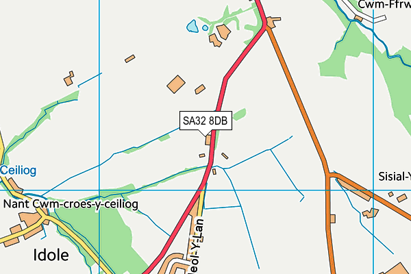 SA32 8DB map - OS VectorMap District (Ordnance Survey)