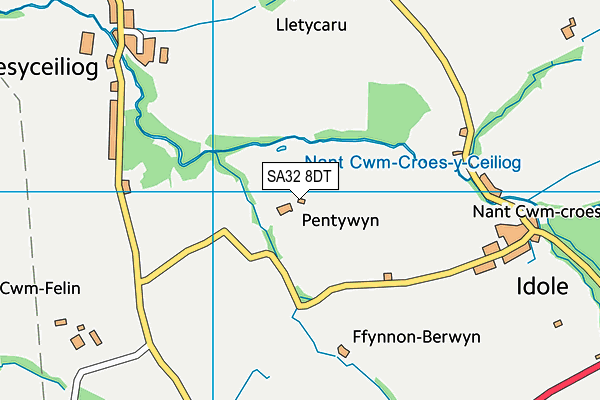 SA32 8DT map - OS VectorMap District (Ordnance Survey)