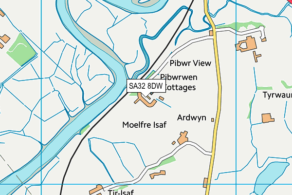 SA32 8DW map - OS VectorMap District (Ordnance Survey)