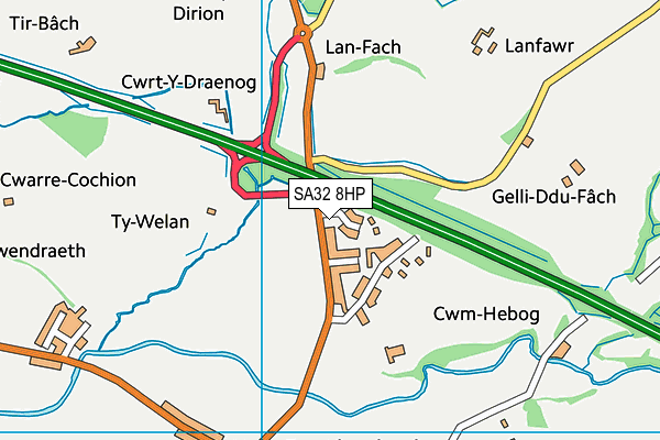 SA32 8HP map - OS VectorMap District (Ordnance Survey)