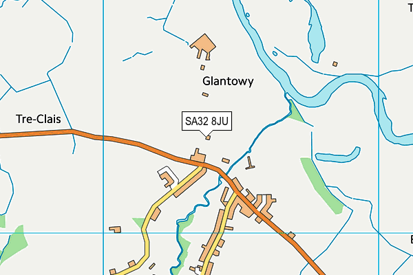SA32 8JU map - OS VectorMap District (Ordnance Survey)
